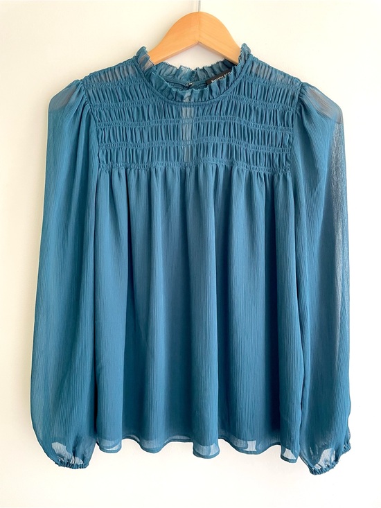 Banana Republic Tops - Banana Republic Flowy Smocked Yoke Long Sleeve Teacher Office Work Blouse Teal
